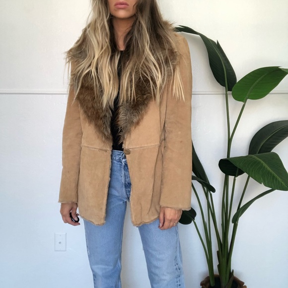 {St. John’s Bay} leather fur collar coat - Picture 4 of 12